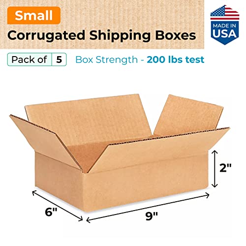 Embalagem IDL Pequenas caixas de remessa corrugadas 9 L x 6 W x 2 H - Excelente opção de caixas de embalagem resistentes para USPS, UPS, FedEx Envie