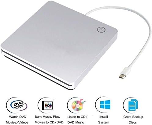 VIKTCK CD Externo DVD DVD USB C Ultra Slim CD portátil DVD RW/ROM Burner Writer Player Superdrive para MacBook Pro Air IMAC Laptop Mac OS Windows 10