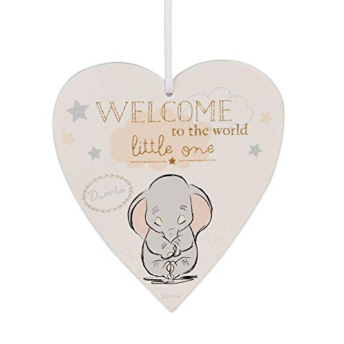 Disney bem -vindo ao mundo pequeno Dumbo Baby Heart Placa