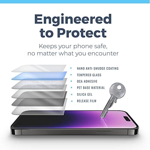 Teoria de potência Protetor de tela para iPhone 14 Pro Max com privacidade de proteção anti -espião de vidro temperado