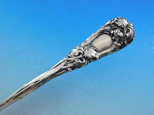 Nova arte de Durgin Sterling Silver Asparagus Serving Fork com Irises 10 1/4