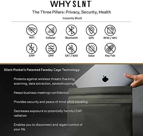 Saco de nylon à prova d'água SLNT com tecnologia silenciosa de bolso - manga de dispositivo de bloqueio de sinal para laptops