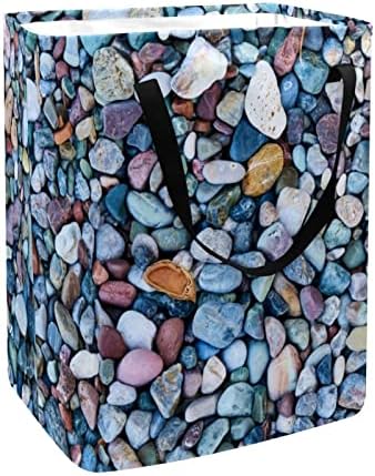 MacAdam colorido de pedra estampa de pedra dobrável cesto de lavanderia, cestas de lavanderia à prova d'água 60l de lavagem