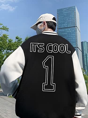 Jackets Pokene para Men Jackets Men Número e Slogan Graphic Colorblock Varsity Jacket Jackets para homens