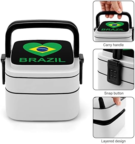 Love Brasil Print All in One Bento Box Adult Lunch Recectista com colher para escola/trabalho/piquenique