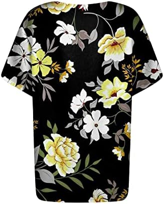 Summer Summer Floral Graphic Tees camisa de manga curta Button Up Tunic T-shirts Raglan Crewneck bolsos