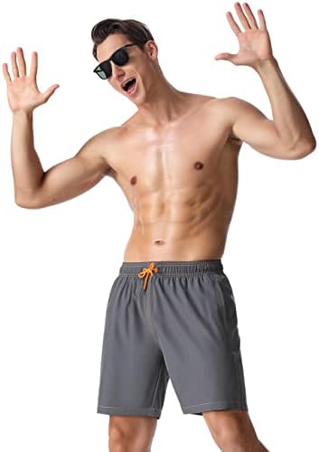 Palões de natação masculinos não -homens da cintura elástica seca rápida com bolsos