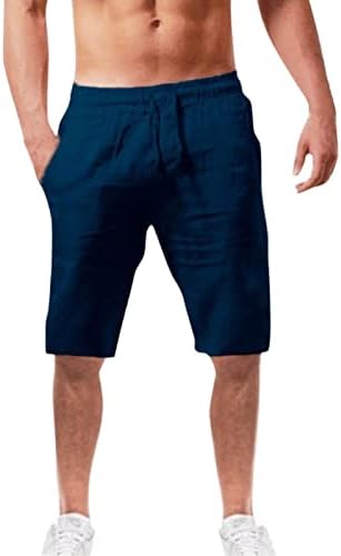 Shorts esportivos masculinos com shorts casuais de linho de algodão shorts de trabalho leve para homens