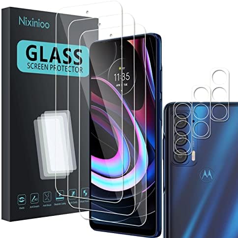 Protetor de tela de pacote Nixinioo 3 para Motorola Moto Edge 2021 com 3 protetor de lente de câmera de 3 pacote, vidro temperado
