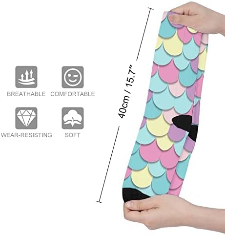 Abstract Peixes Scale Color Impresso Com correspondência de meias atléticas de meias altas para mulheres homens