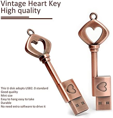 LEIZHAN 32 GB USB Flash Drive com caixa de presente, chave de metal da cadeia de teclas de amor USB Drive Memory Stick U disco de caneta