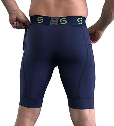 Sport -It Men's Compression Workout Shorts Leggings com bolsos para telefone - calças justas da camada base, calças curtas
