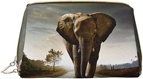 Ognot 3D Elephant Boly Saco de viagem Organizador para homens e mulheres, bolsa de maquiagem de couro leve Big Big