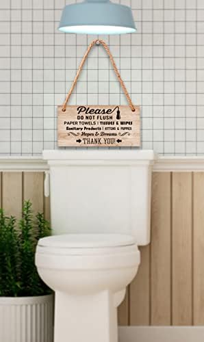 Banheiro de madeira de madeira Sinal para banheiro - decoração do banheiro - Placas de banheiro - 10 x 5 Signo de madeira