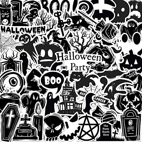 50pcs adesivos de halloween pacote preto e branco adesivos de terror de halloween ， adesivos de bolsa de presente ， adesivos de decoração