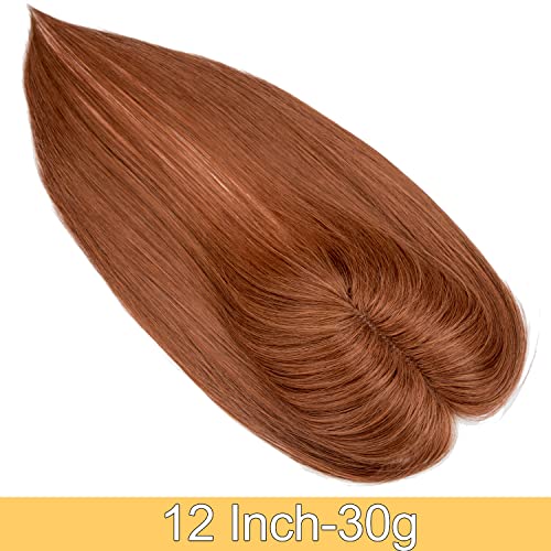 Jiajia Teresa Human Hair Toppers para desbaste de cabelo/cabelo 12 polegadas #30 cor marrom cor de cabelo humano real para mulheres 3 clipes base de seda de seda