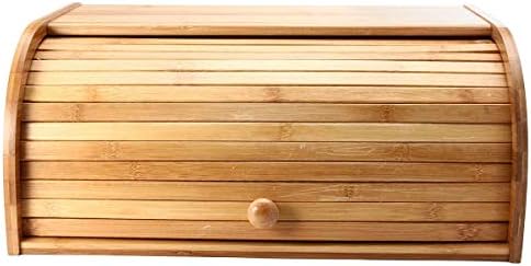 Annncus Bamboo roll roll top de madeira pão pão pão de pó à prova de poeira BIN BINA CAIXA DE CONTESTA DE CONTESTA DE CONUNCIAÇÃO