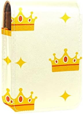 Caixa de batom Oryuekan com espelho bolsa de maquiagem portátil fofa bolsa cosmética, Crown Retro amarelo desenho animado