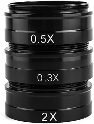 Microscópio de laboratório Microscópio Auxiliar Lente WD30 2.0x Interface encadeada de lentes de barlo de barlow para lente objetiva da câmera de microscópio industrial para lente de montagem de 180x C Acessórios para microscópio de campo visual 2x 2x