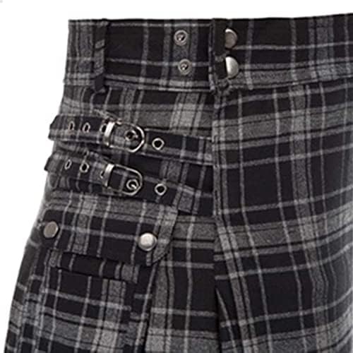 Mulheres calças de verão masculino estilo escocês contraste contraste colorido bolso plissado saia menino
