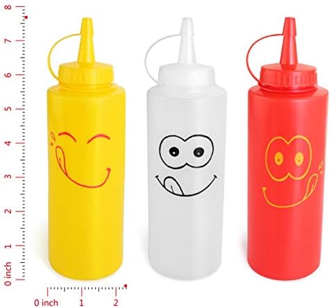 Novo Star FoodService 28560 Smiley Faces Squeeze Bottle Set, plástico, vermelho, amarelo e claro, 12 oz
