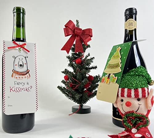 Botthe de vinho de Natal Tags de presente pendurado 4 estilos variados