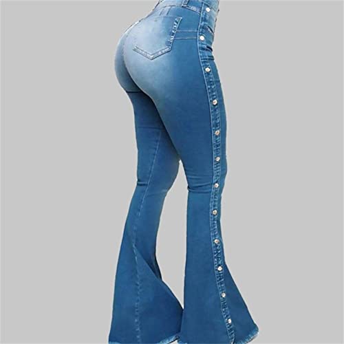 Jeans de fundo sino magro para mulheres retrô de cintura alta calça jeans de jea