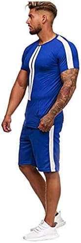 Roupa de bloco de cores esportivas para masculino de verão, camisetas de manga curta de 2 peças de manga curta e shorts casuais