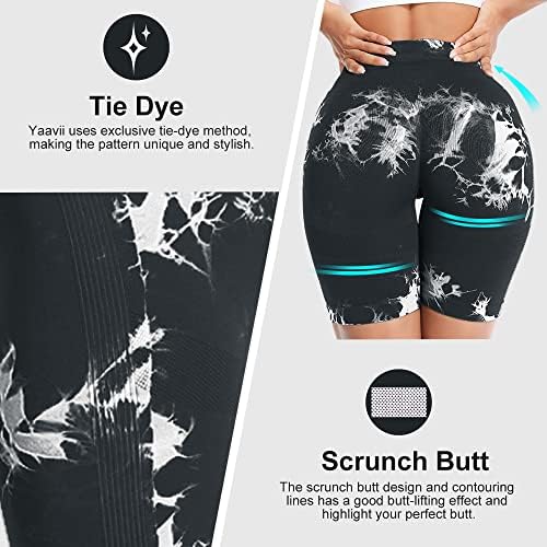 Yaavii Tie Tye Boty Boty Bicker Shorts Contra -treino contínuo para mulheres, ginásio de elevador de barriga de barriga alta da cintura executando shorts