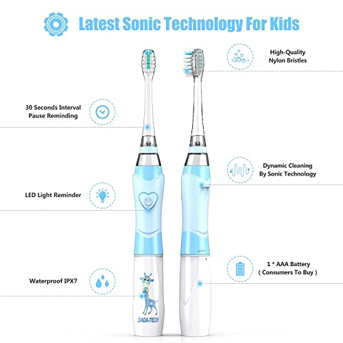 Escova de dentes elétrica dada-tech azul, crianças de dentes elétricos azul recarregável