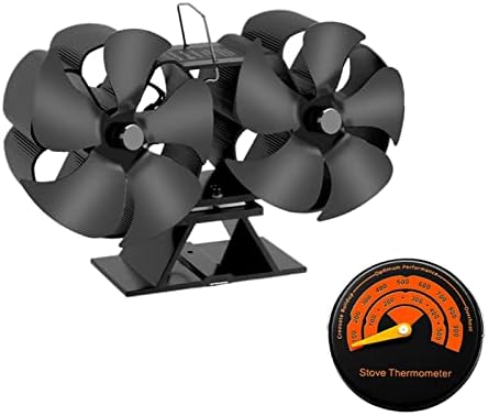 Syxysm 10 Fan de lareira de cabeça dupla de cabeça silenciosa aquecimento térmico Fan alimentado com calor para o aquecedor de madeira Distribuição de calor da ferramenta