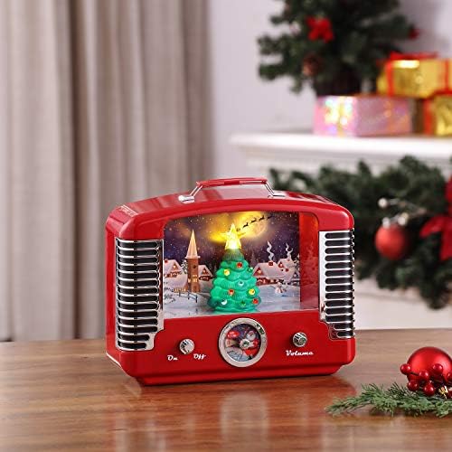 Sr. Christmas Vintage North Pólo Rádio Holida de Férias Jukebox Decoração Caixa de Música, 12 polegadas, Árvore de Natal