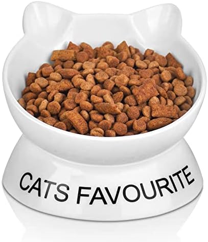 Samsle Cat Bowl Anti -vômito, tigela de gato elevada inclinada, tigela de comida de cerâmica de 4 oz, tigela de comida de