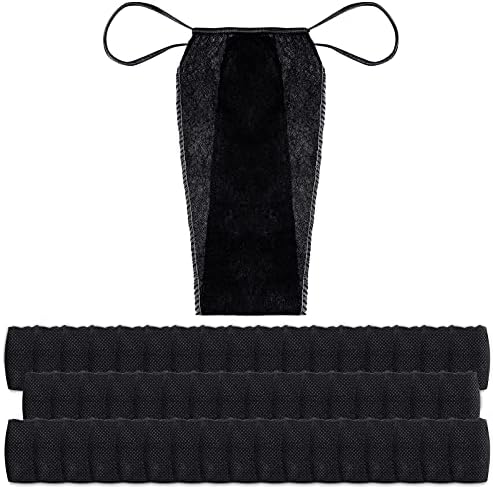 Geyoga 50 peças calcinha descartável para mulheres spa t tanga de cueca para bronzeamento, embrulhado individualmente, preto