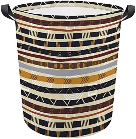 Cesta de lavanderia Africano étnico com gorjeta geométrica cesto de lavanderia com alças Saco de armazenamento de roupas sujas dobráveis