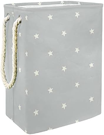 Cesta de lavanderia com alças cestas de lavanderia dobráveis ​​à prova d'água para caixas de armazenamento Kids Room Home Organizer Stars On Grey, 19.3x11.8x15.9 em