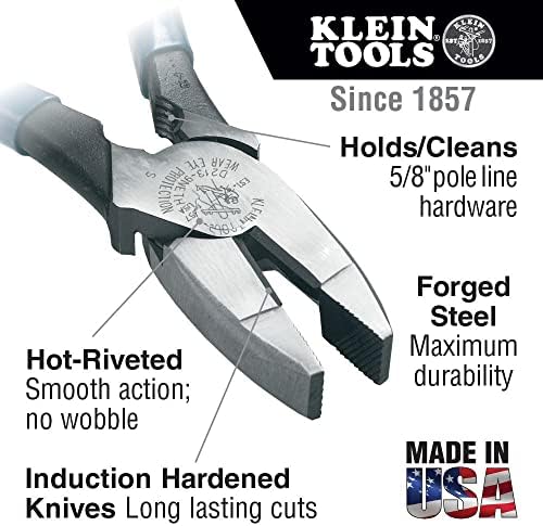 Klein Tools D2000-9NETP Fita de peixe Puxando alicate, design de alta alavancagem com alça de termo para conforto ao cortar,