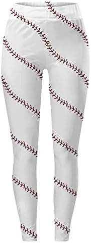 Treino de ioga de vaca alta perneiras para mulheres com cintura alta perneiras de beisebol impressão de beisebol mole escova calças esportivas de ginástica elástica