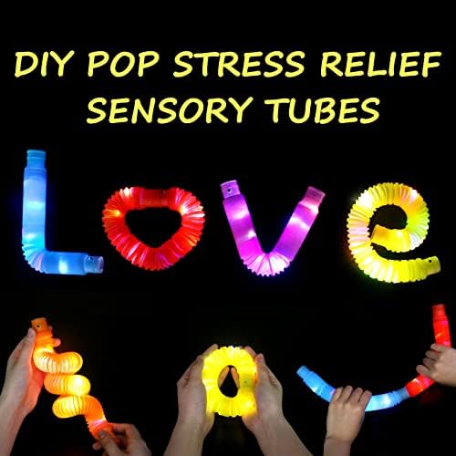 Joyglen iluminar os tubos pop brinquedos sensoriais para crianças brilharem nos favores das festas escuras, presentes grandes de brilho