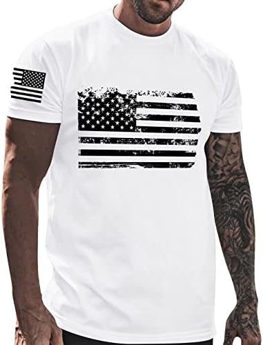 BMISEGM Summer Summer Tubs Tamis camisetas para homens Mens Independência Bandeira Casual Casual e confortável Cirtas de algodão para