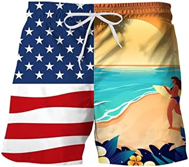 Shorts de bandeira americana hssdh para homens, bandeira americana baús de nadar em 4 de julho de shorts listrados de estampa listrada shorts