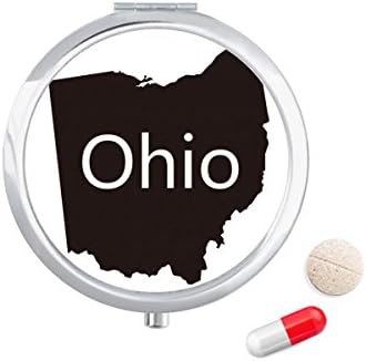 Ohio America EUA mapa esboço de pílula caixa de bolso de bolso de contêiner de caixa de armazenamento dispensador
