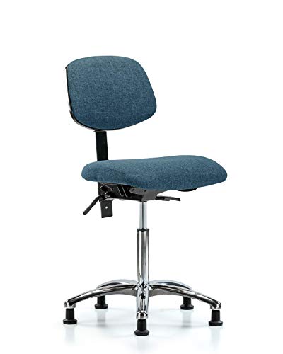 Labtech Seating LT42135 Cadeira de bancada média, tecido, base cromada - inclinação, desliza, cinza