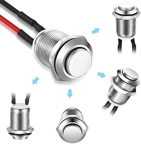 Gebildet 5pcs 12mm 2a 12V/24V/125V/250V CA CA Pressione Push Butching Butching Aço inoxidável Botão de aço inoxidável