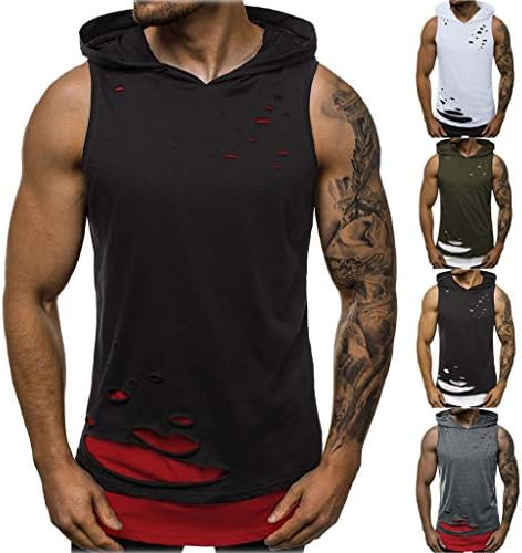 SPE969 Tanque de capuz fria masculino, M ~ xxl Muscle Muscle Sleesess Tank Top Top Bodybuilding Sport Fitness Workout Colet