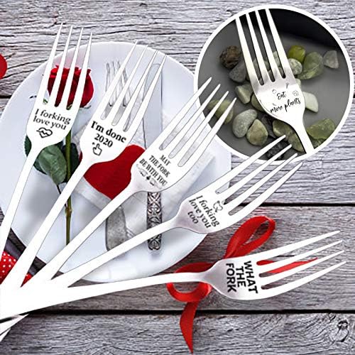 Gift de garfo melhor gravado - Forks inspiradores engraçados, garfos de aço inoxidável de 8 '', presentes para namorado/namorada/marido/esposa,