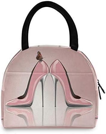 Blueangle Sapatos de salto alto rosa elegantes lancheiras para mulheres e homens, almoço para bolsa lanchone