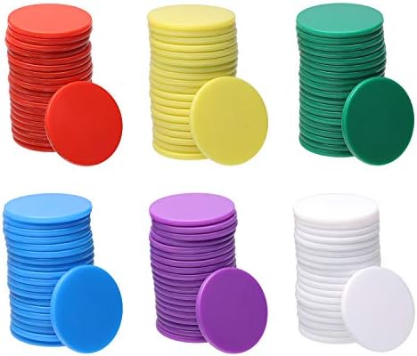 Springenty 6 cores de plástico pequeno couros de discos de discos de contagem de chips para prática de matemática e fichas
