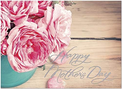 25 cartões do dia das mães - bouquet bonito com gravação em folha de prata - 26 envelopes brancos - mix fsc