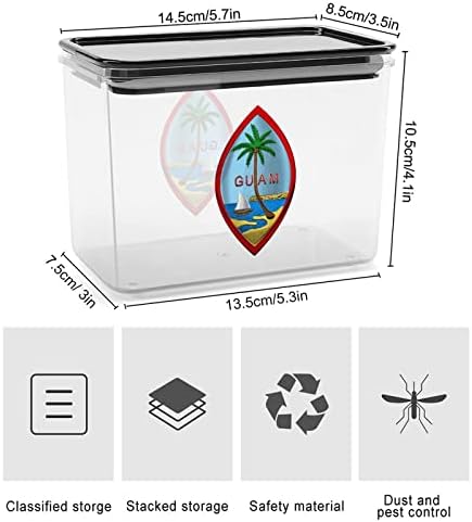 Brasão de braços de contêiner de armazenamento de alimentos Guam caixas de armazenamento transparente com tampa de vedação